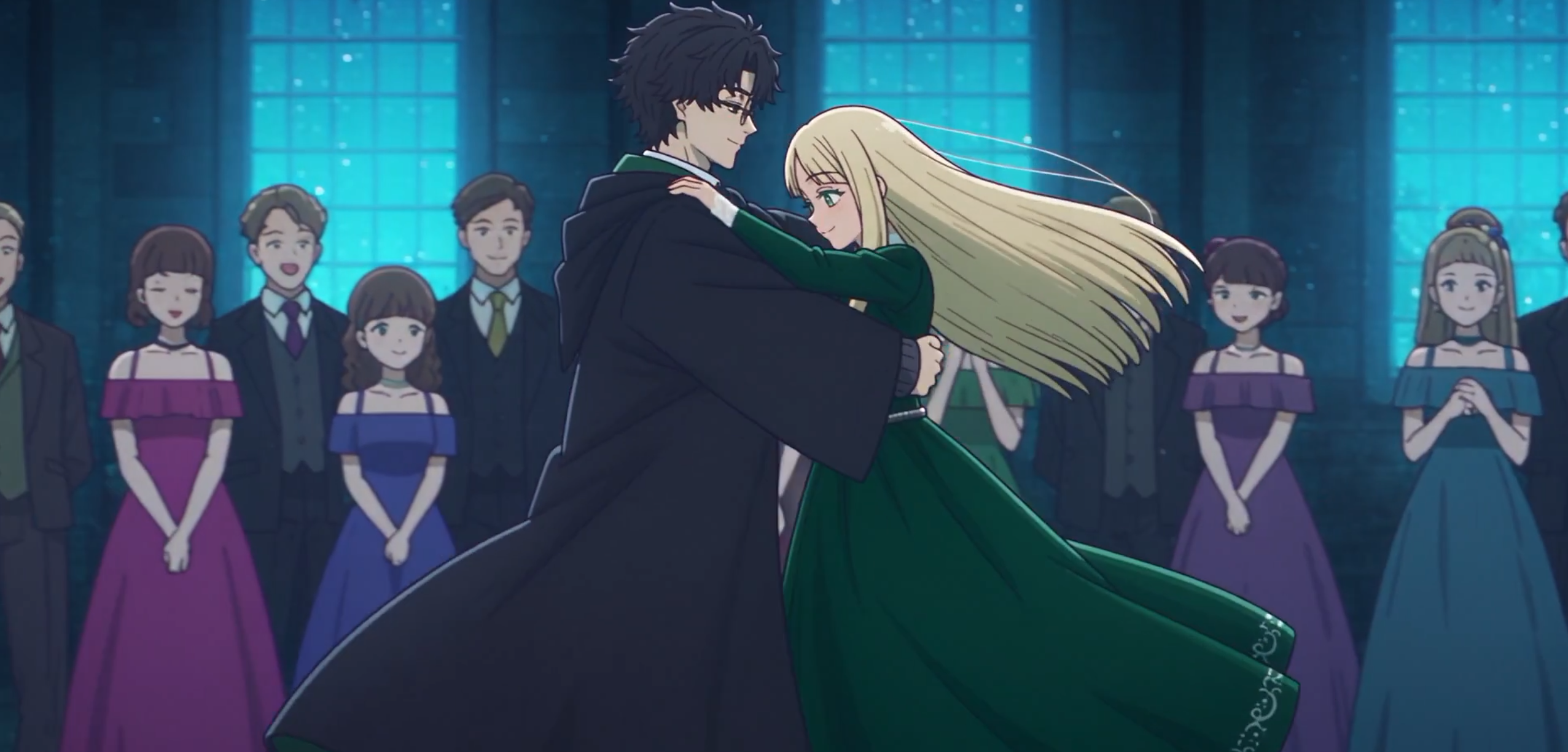 Harry and a fan-created female version of Draco Malfoy in a dance scene