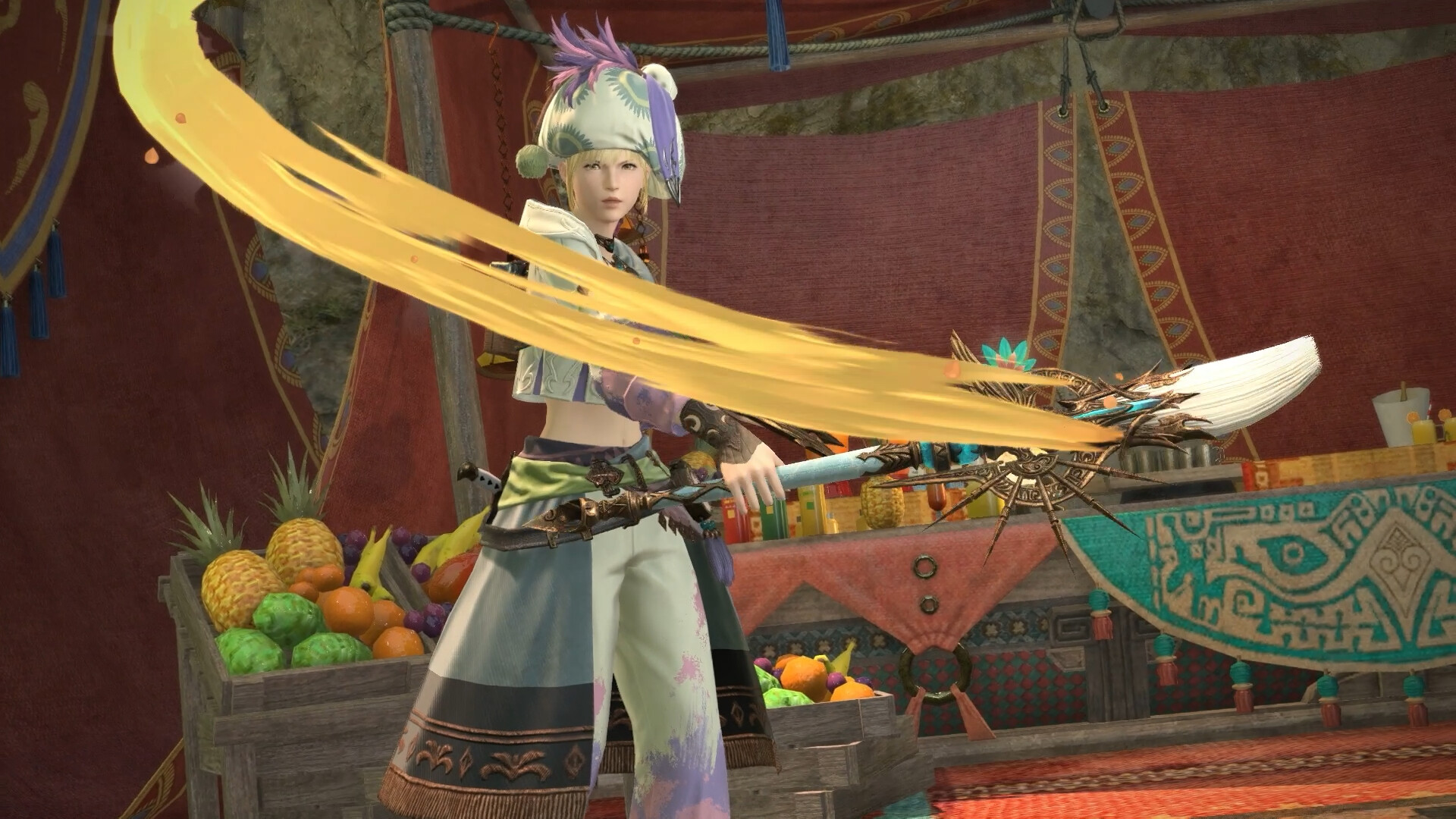 Pictomancer wielding a brush in an official Dawntrail screenshot