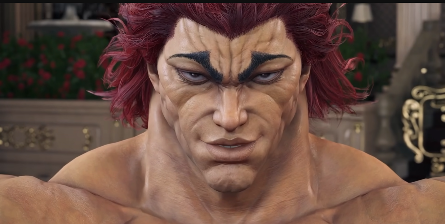 Yujiro Hanma’s face in the Tekken 8 model showcase